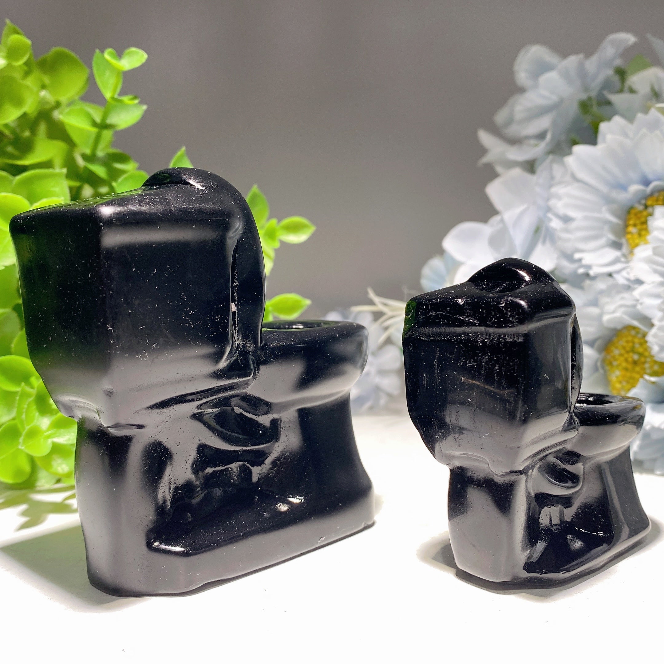 Black Obsidian Crystal Figurines 2.4-3.1 Inch Healing Carvings