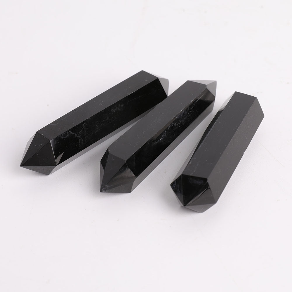 Black Obsidian Double Terminated Crystal Points 3.4-4 Inches