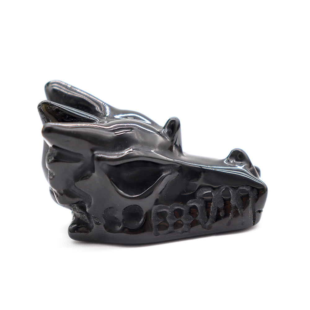 Black Obsidian Dragon Head Carving 5cm Decor