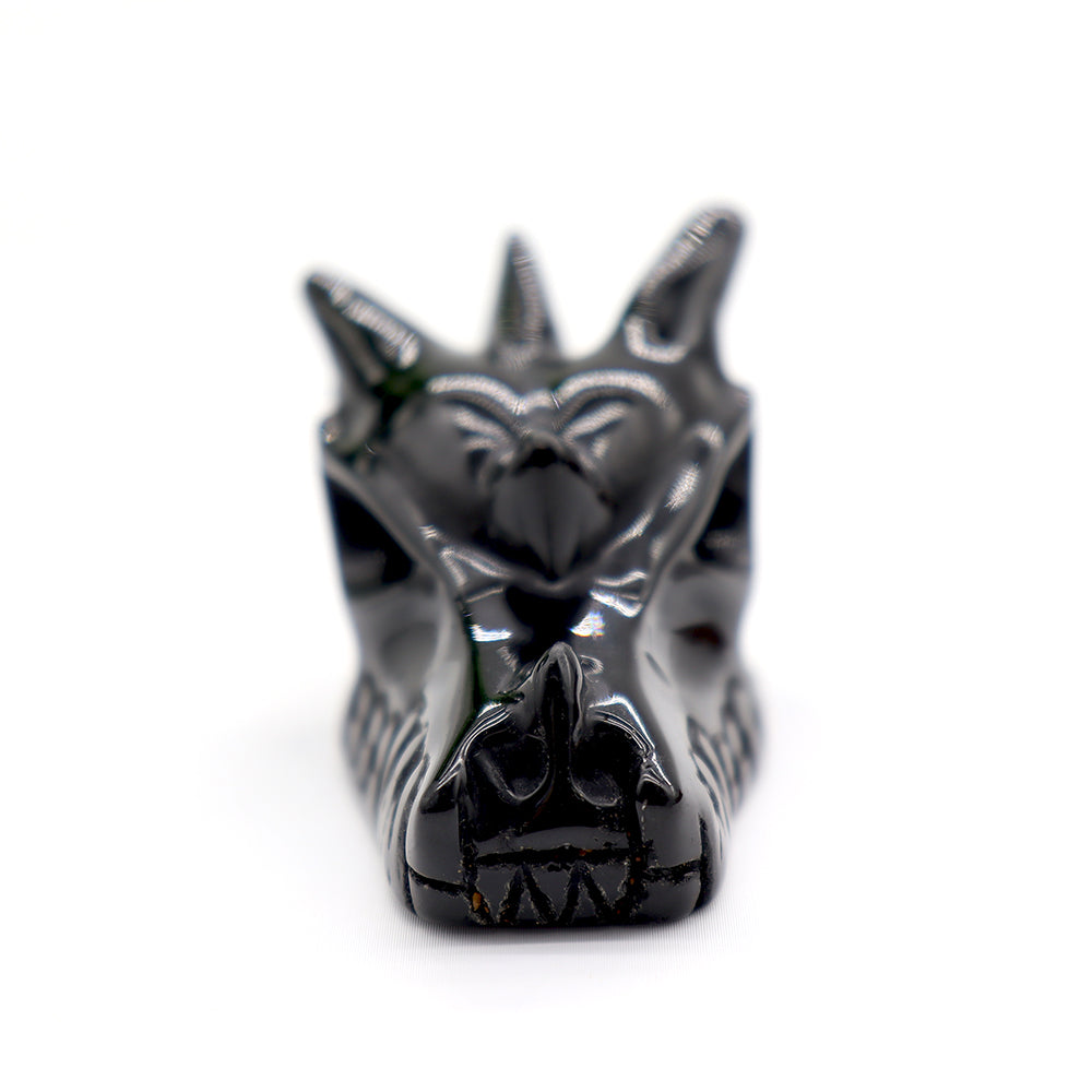 Black Obsidian Dragon Head Carving 5cm Decor
