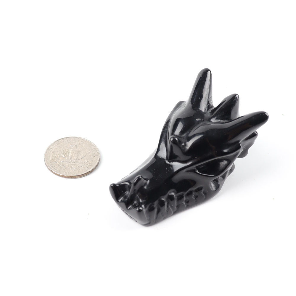 Black Obsidian Dragon Head Crystal Carving 2.5in
