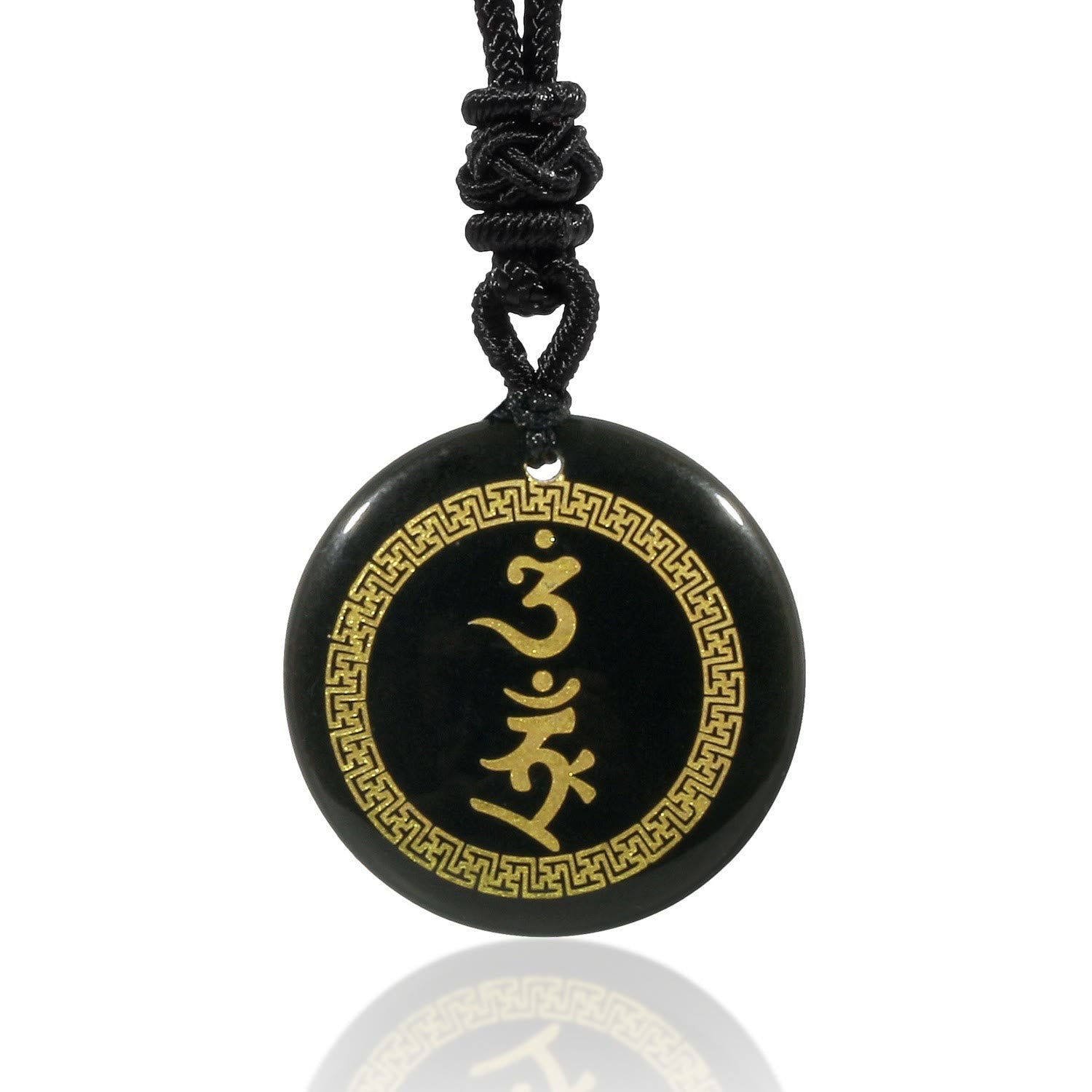 Black Obsidian Protection Necklace | Swastika Vajra Pendant