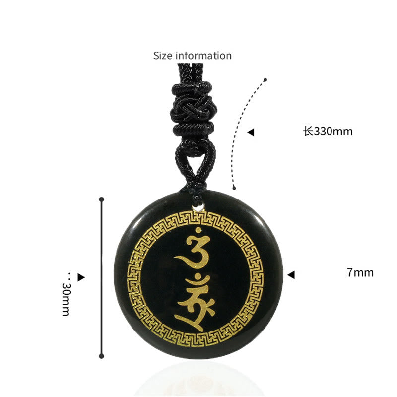 Black Obsidian Protection Necklace | Swastika Vajra Pendant