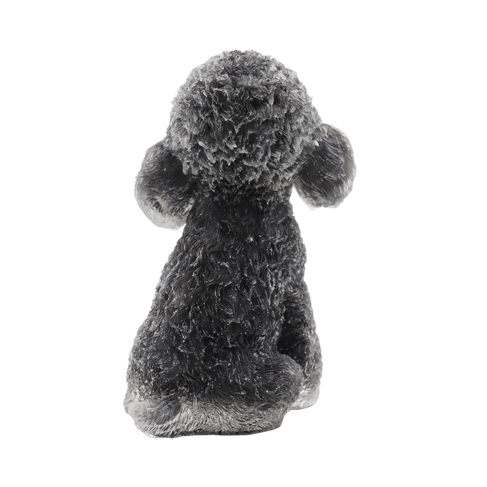 Black Obsidian Resin Toy Poodle Figurine 2-inch