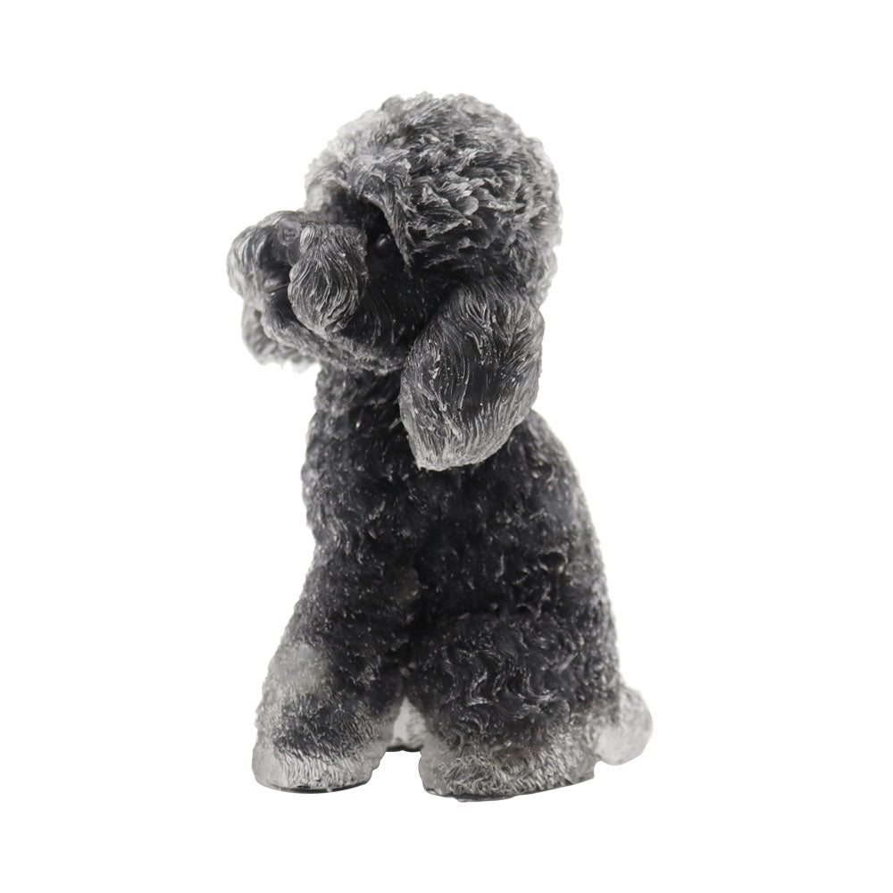 Black Obsidian Resin Toy Poodle Figurine 2-inch