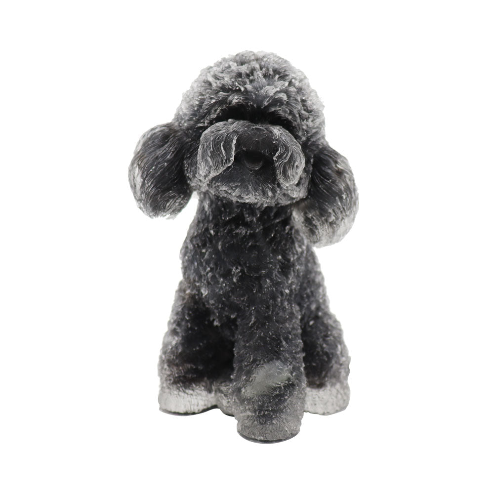 Black Obsidian Resin Toy Poodle Figurine 2-inch