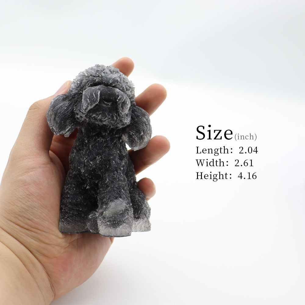 Black Obsidian Resin Toy Poodle Figurine 2-inch