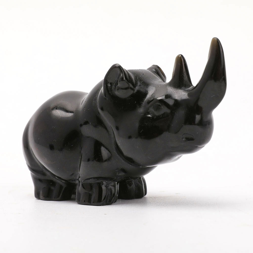 Black Obsidian Rhino Crystal Carving 3.18 Inch