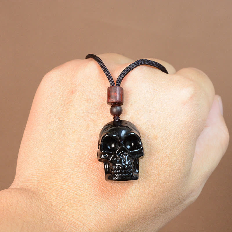 Black Obsidian Skeleton Necklace for Fulfillment & Transformation