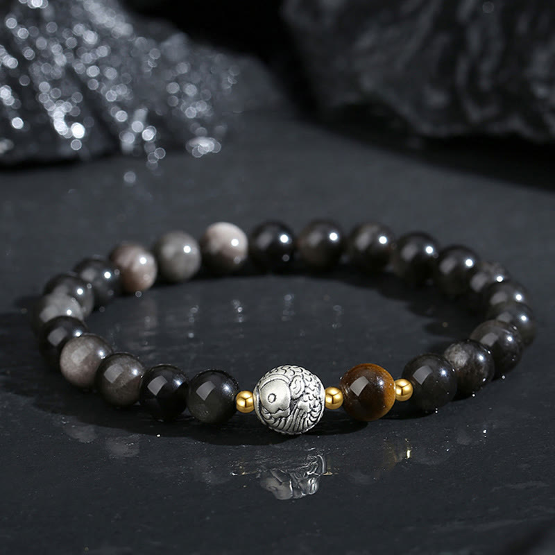 Black Obsidian & Tiger Eye Koi Fish Bracelet
