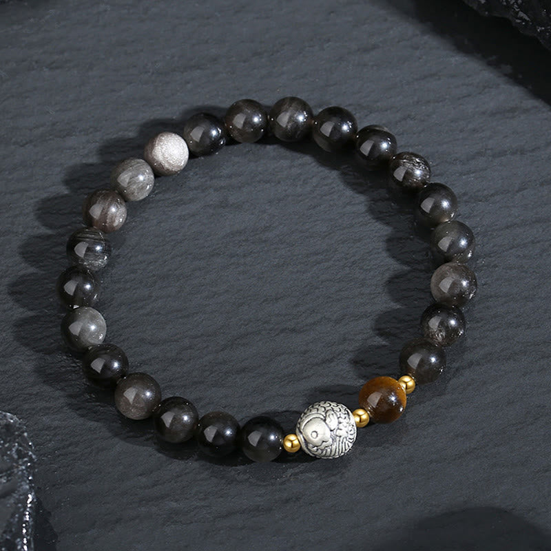 Black Obsidian & Tiger Eye Koi Fish Bracelet