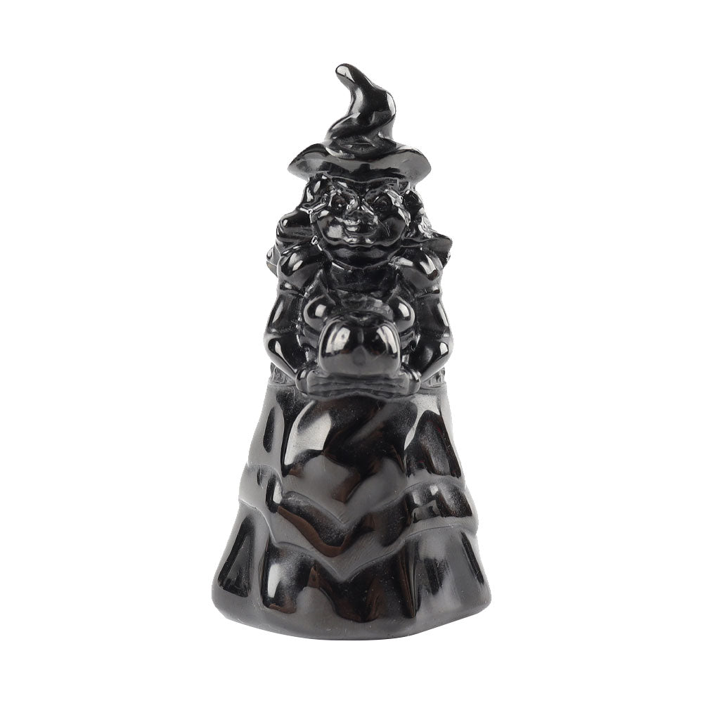 Black Obsidian Witch Crystal Figurine 2in Carving