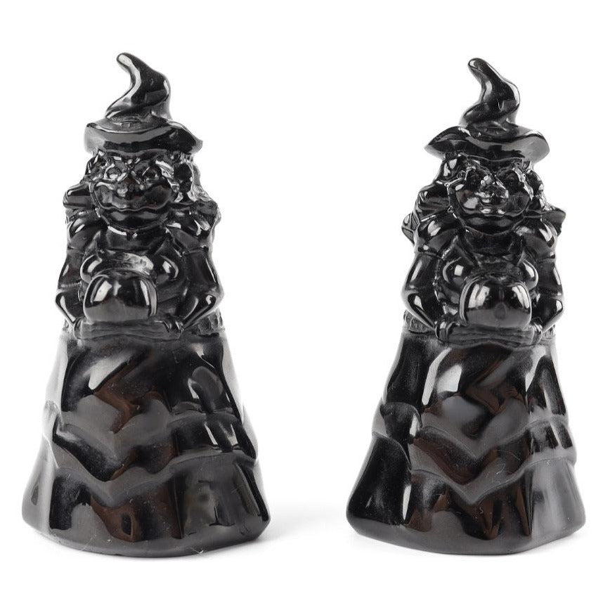 Black Obsidian Witch Crystal Figurine 2in Carving