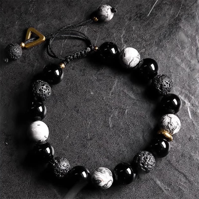 Black Obsidian Yin Yang Strength Bracelet