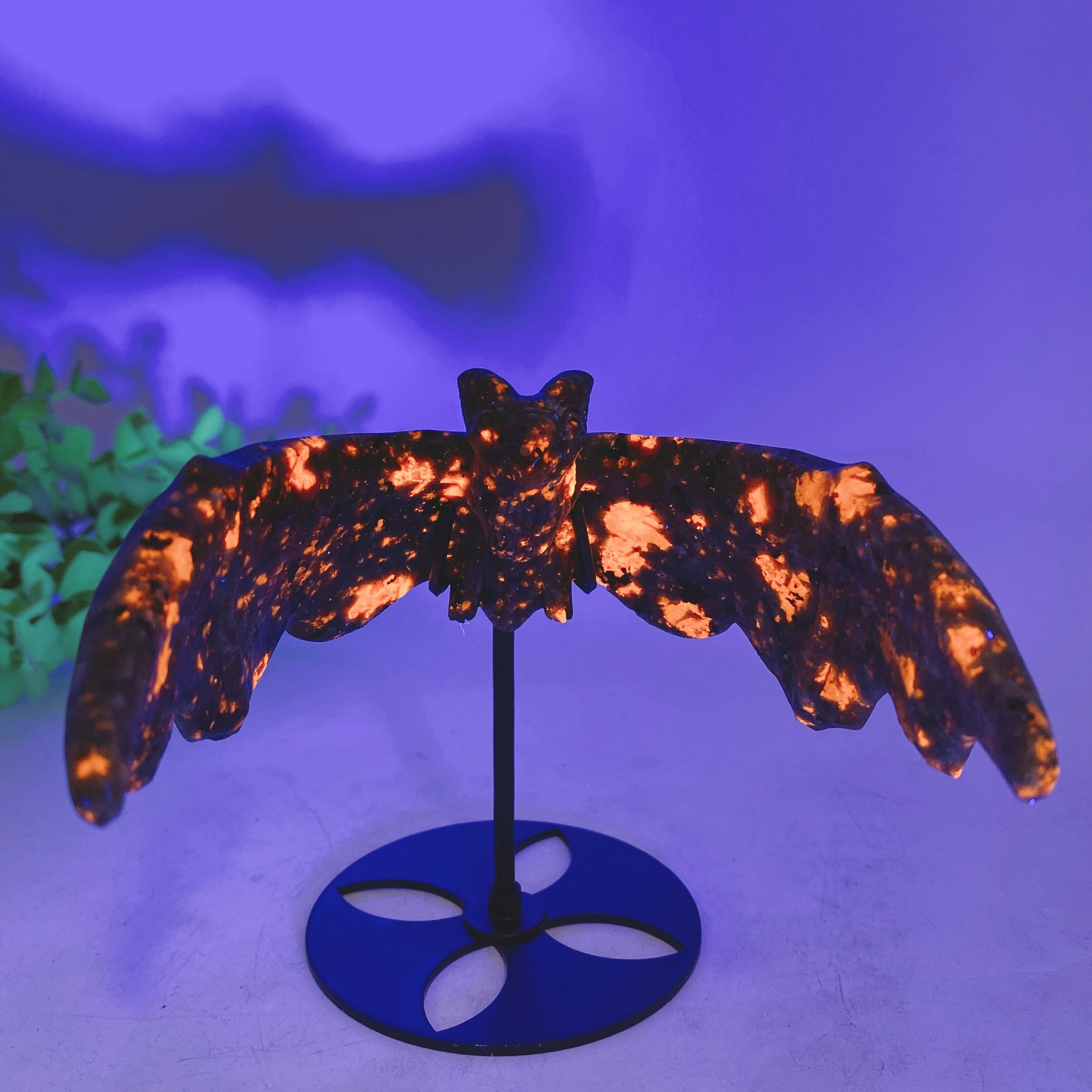 Black Obsidian Yooperlite Flying Bat Crystal Carving