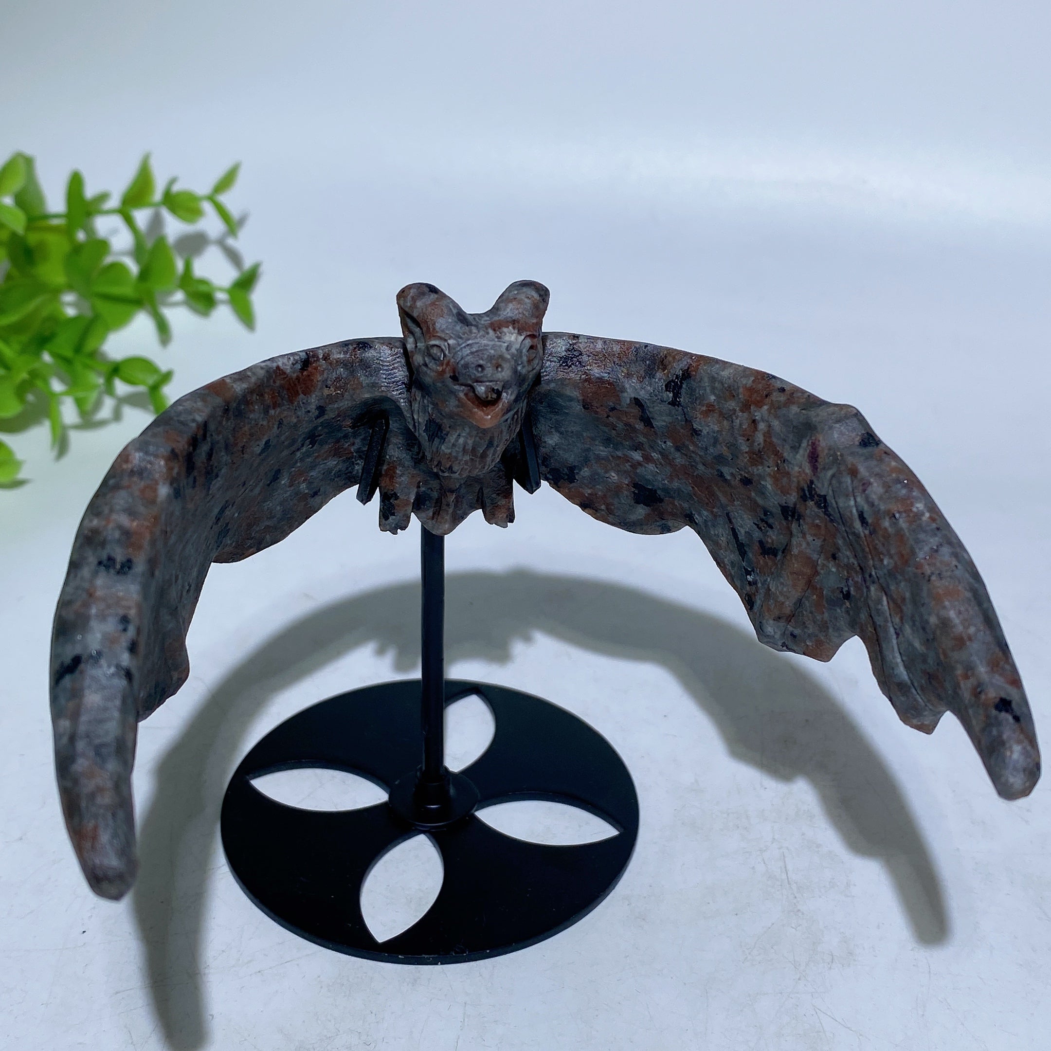 Black Obsidian Yooperlite Flying Bat Crystal Carving