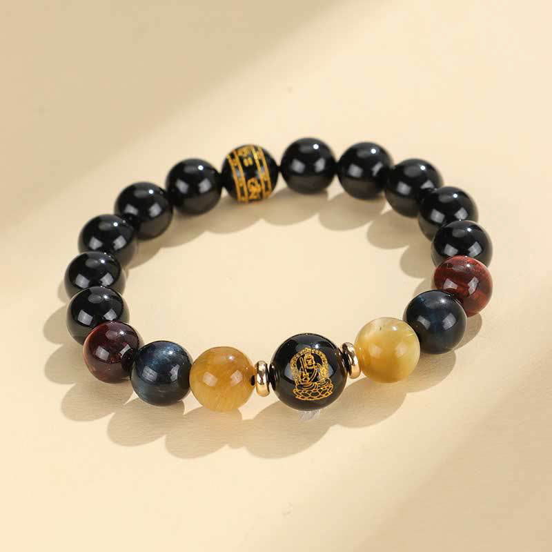Black Onyx Tiger Eye Chinese Zodiac Bracelet