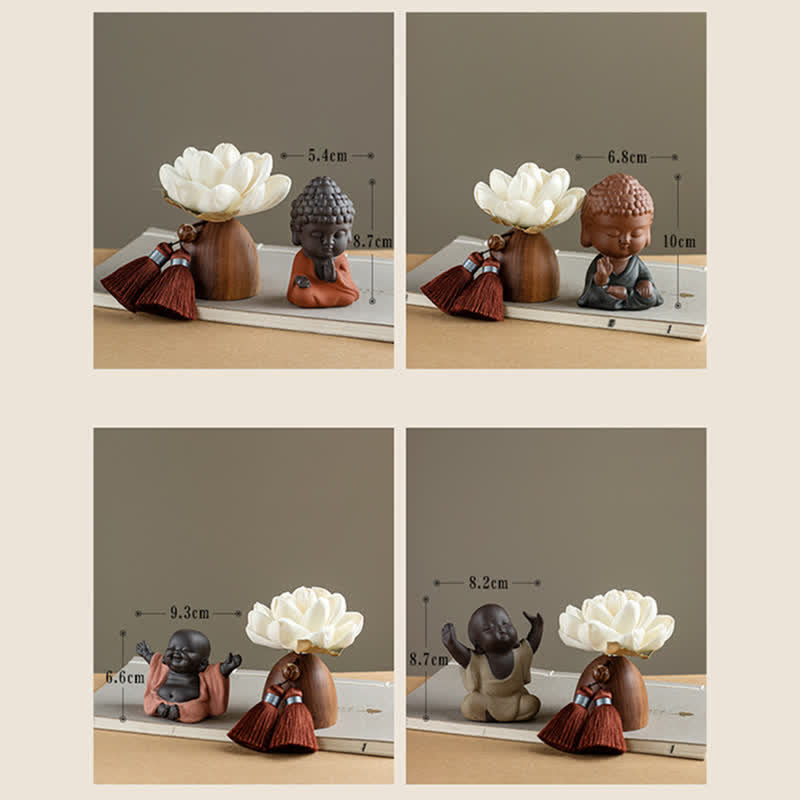 Black Peach Wood Buddha Flower Zen Decor 5.4cm Calm Cure
