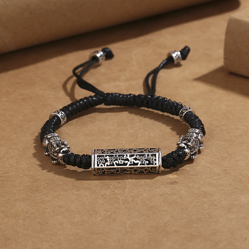 Black String Pixiu Protection Bracelet - Om Mani Padme Hum