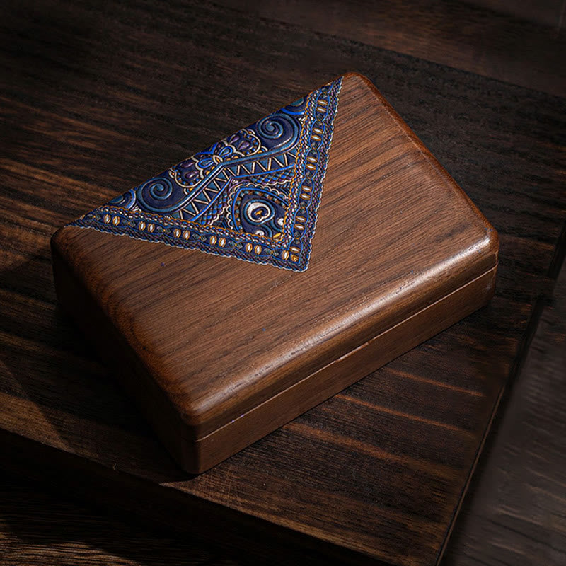 Black Walnut Wood Jewelry Storage Box with Mirror | Zen Decor