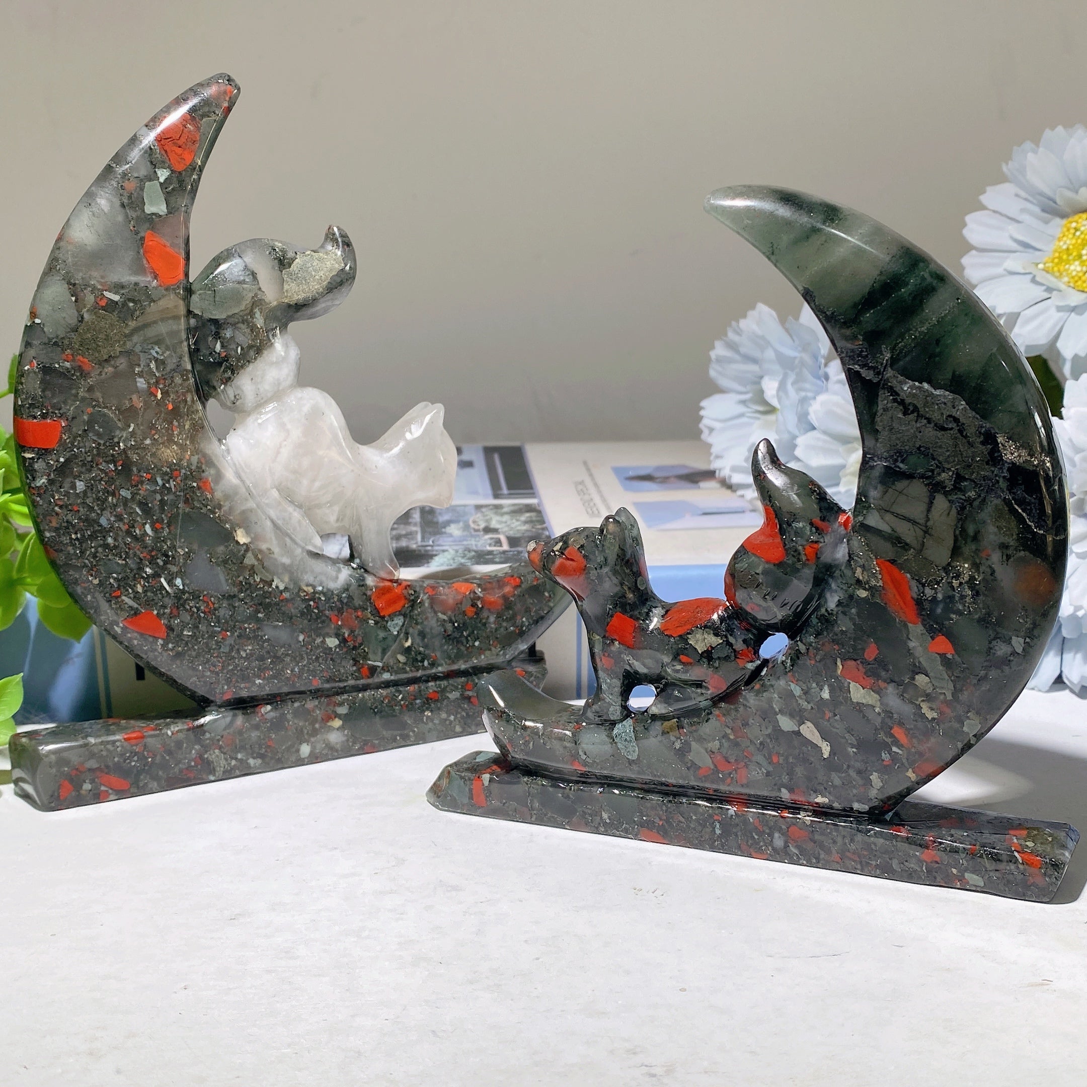 Blood Stone Fox Crystal Carving 4.8-6.0 inch Healing Sculpture