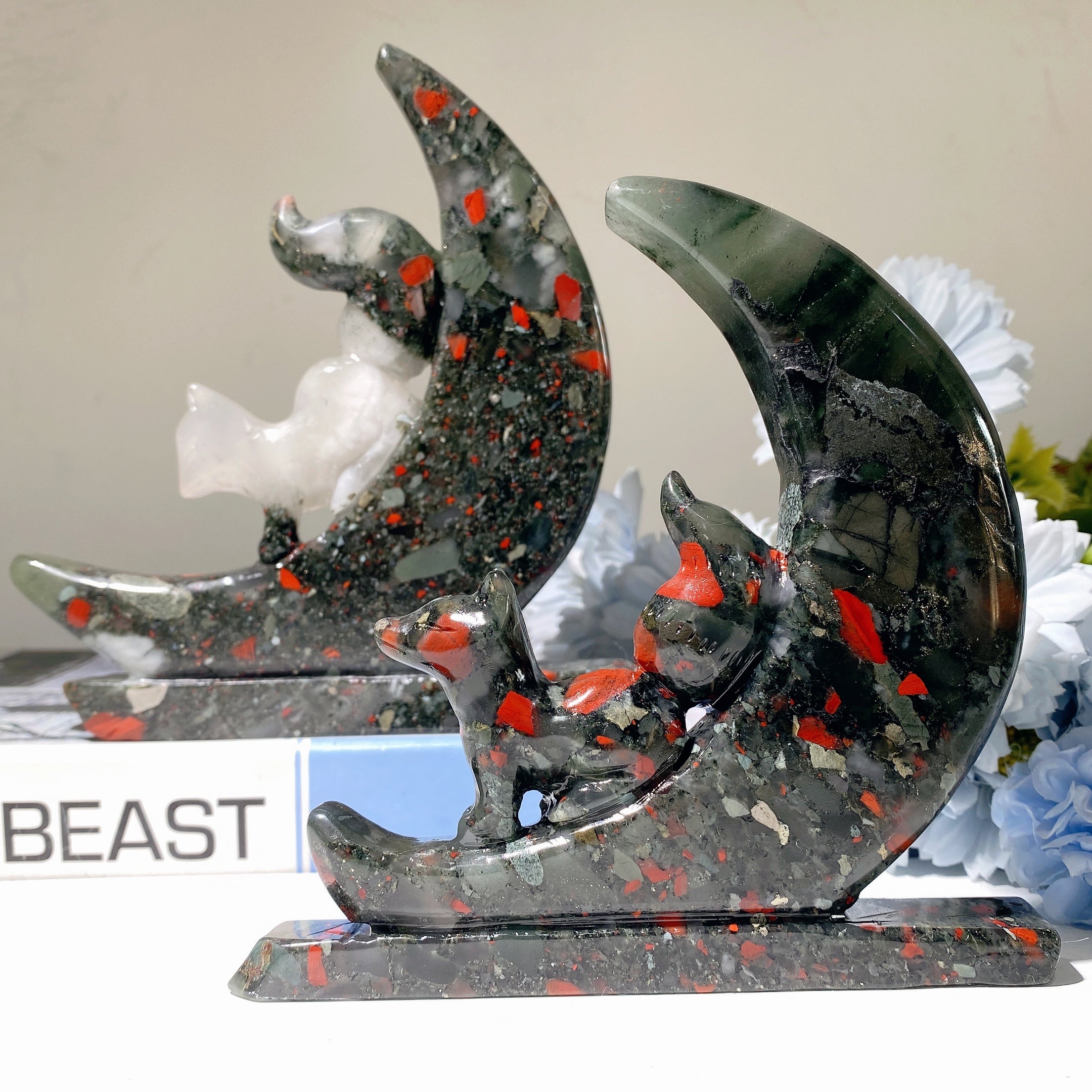 Blood Stone Fox Crystal Carving 4.8-6.0 inch Healing Sculpture