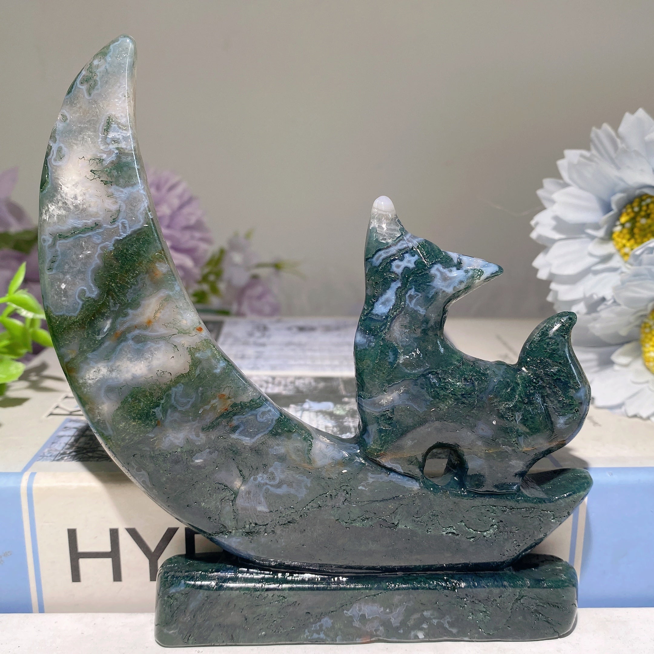 Blood Stone Fox Crystal Carving 4.8-6.0 inch Healing Sculpture