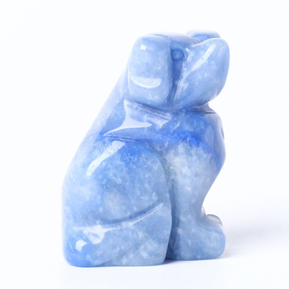Blue Aventurine Crystal Dog Figurine 1.5 inch Carving