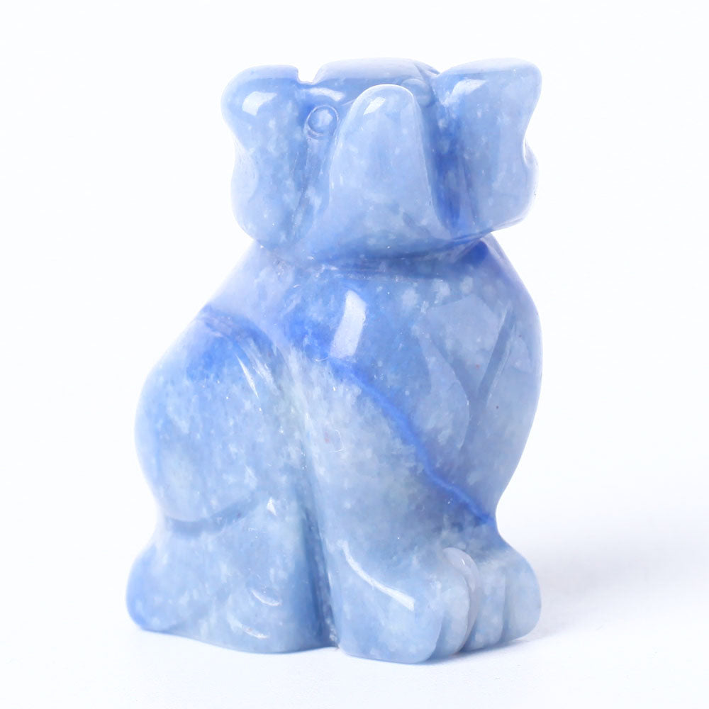 Blue Aventurine Crystal Dog Figurine 1.5 inch Carving