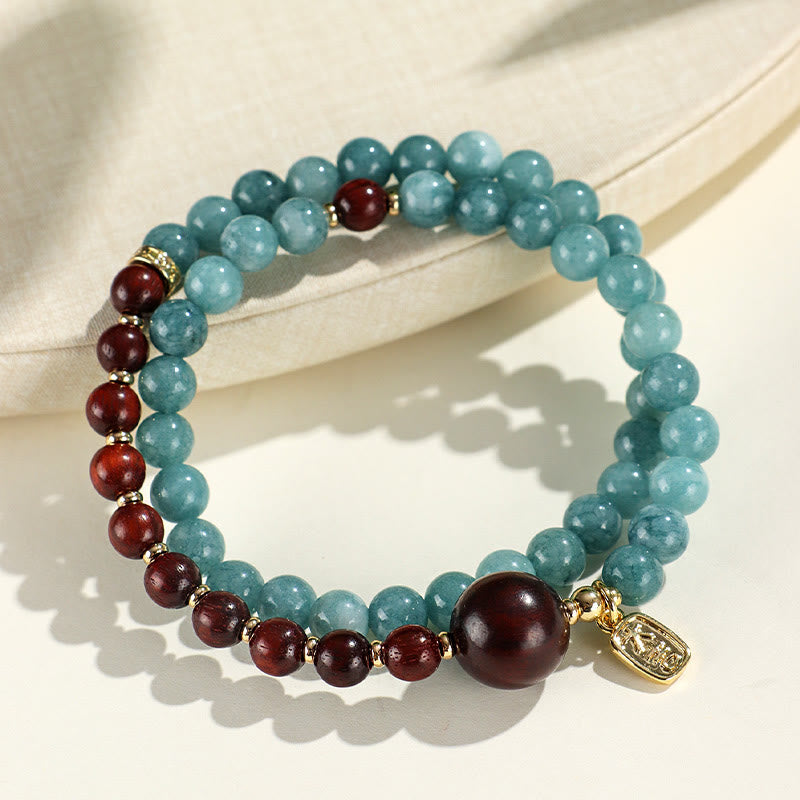 Blue Chalcedony Sandalwood Emotional Balance 6mm Bracelet