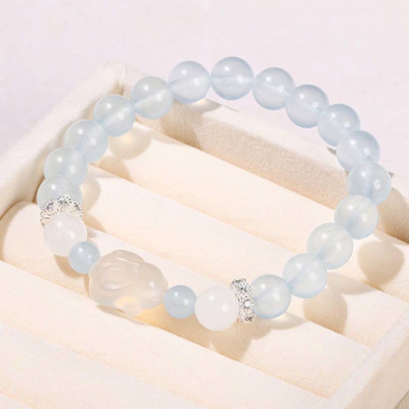 Blue Chalcedony White Agate Emotional Healing Bracelet