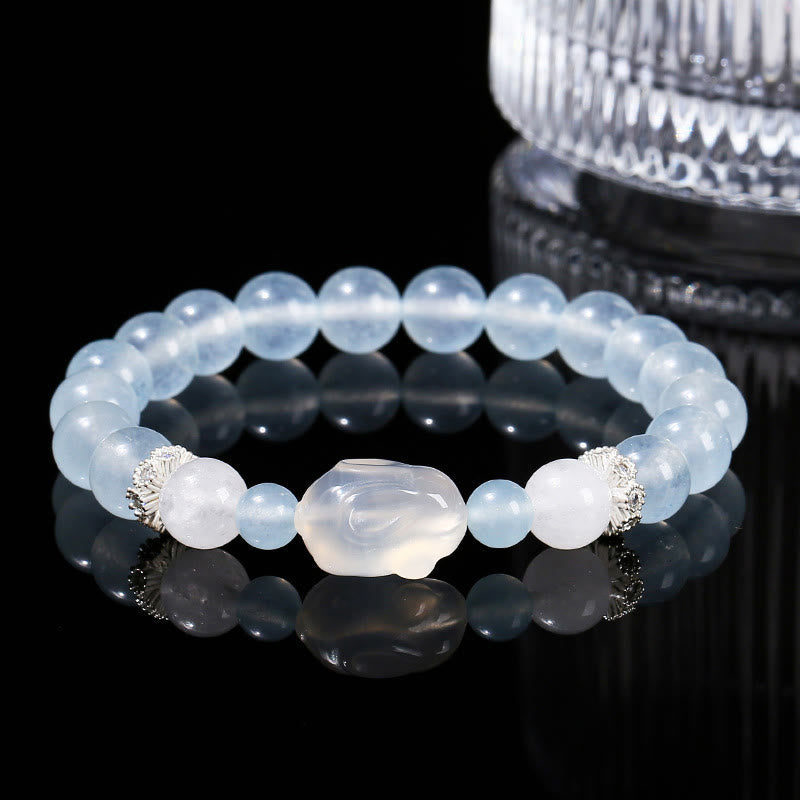 Blue Chalcedony White Agate Emotional Healing Bracelet