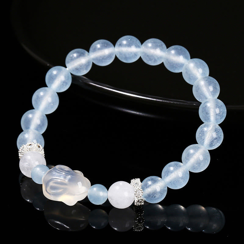 Blue Chalcedony White Agate Emotional Healing Bracelet