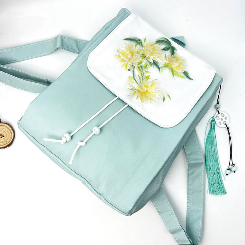 Blue Epiphyllum Canvas Backpack for Accessories