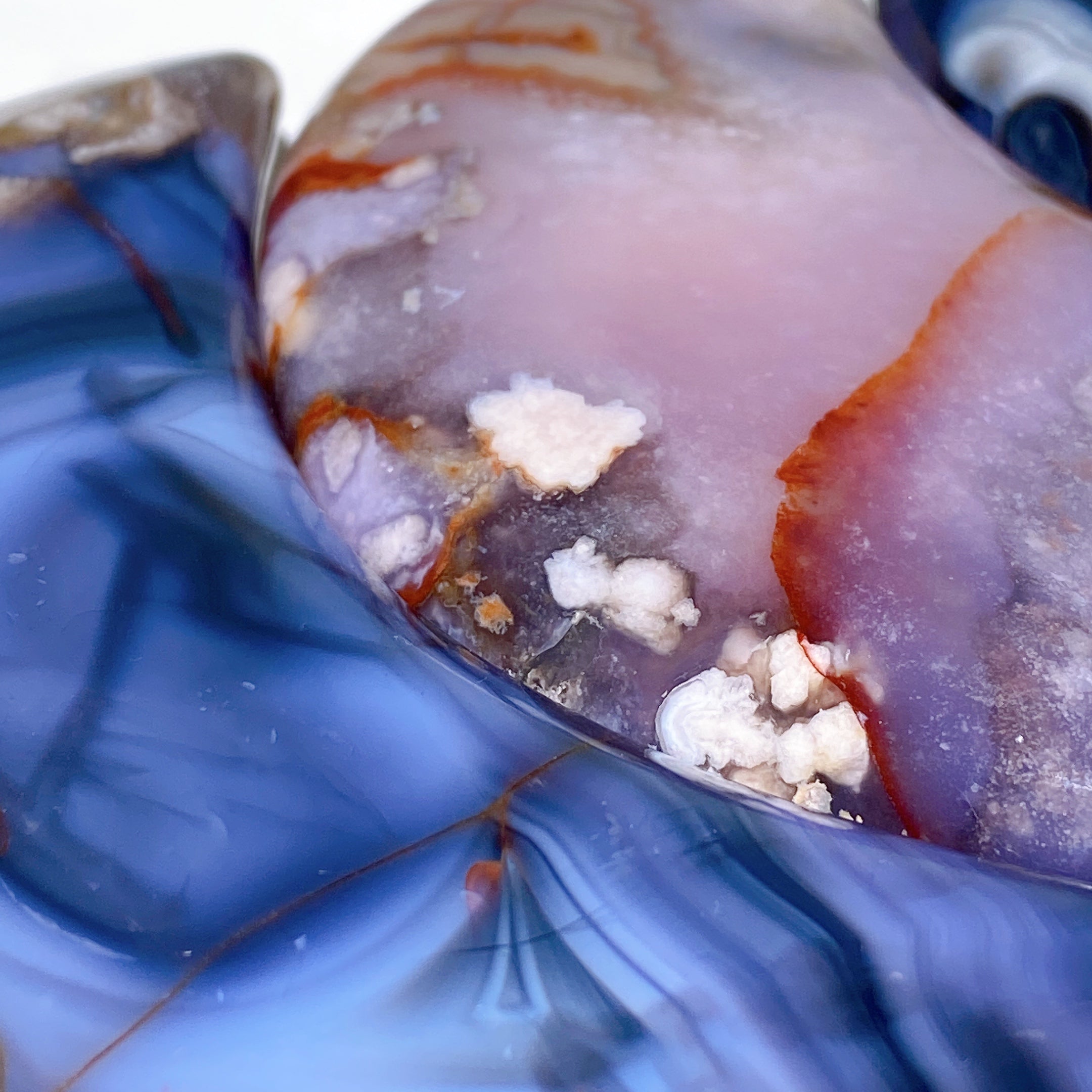 Blue Flower Agate Moon Crystal Carvings 3.3-4.5 inch