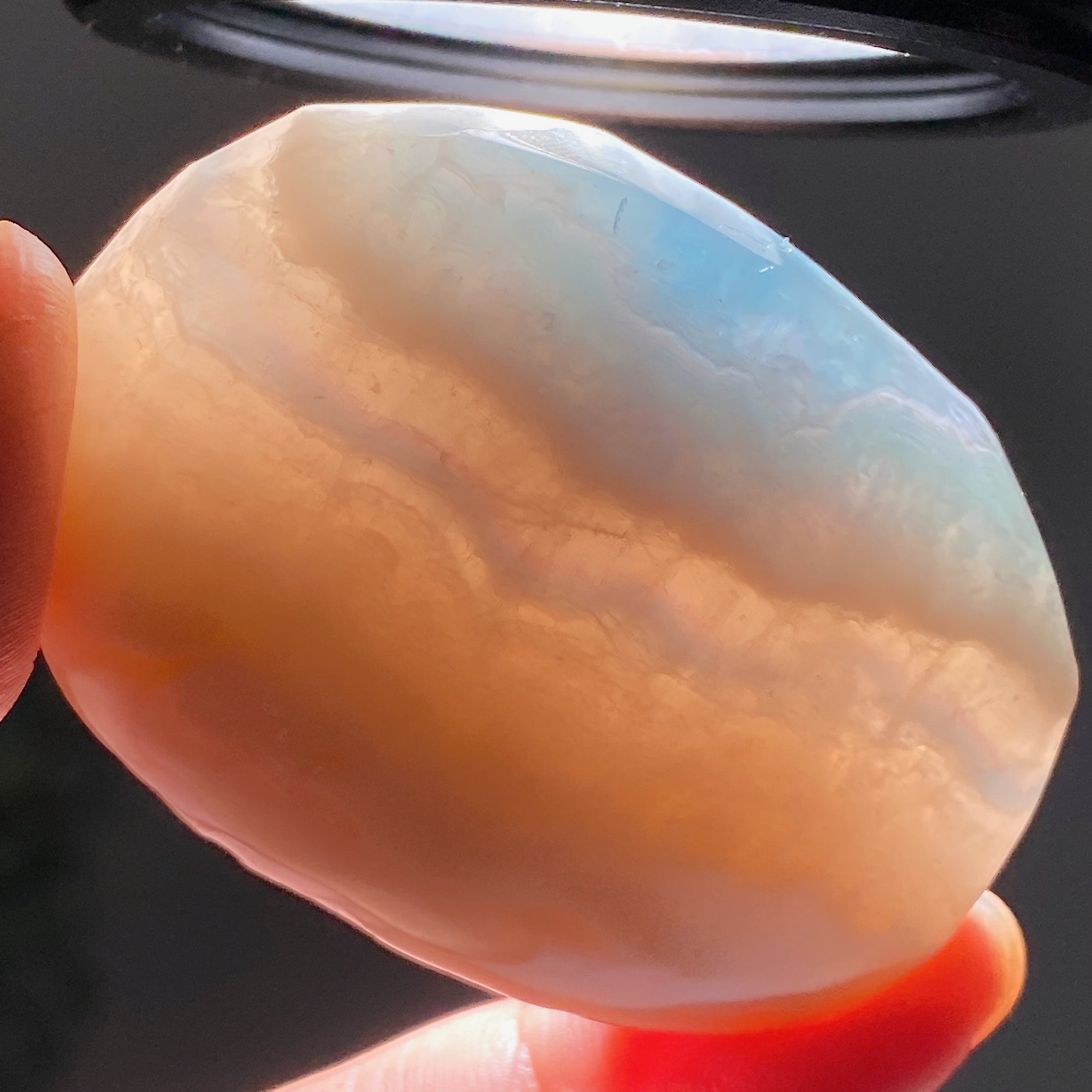 Blue Fluorite Agate Heart Palm Stone 2.1-2.6 inch Healing