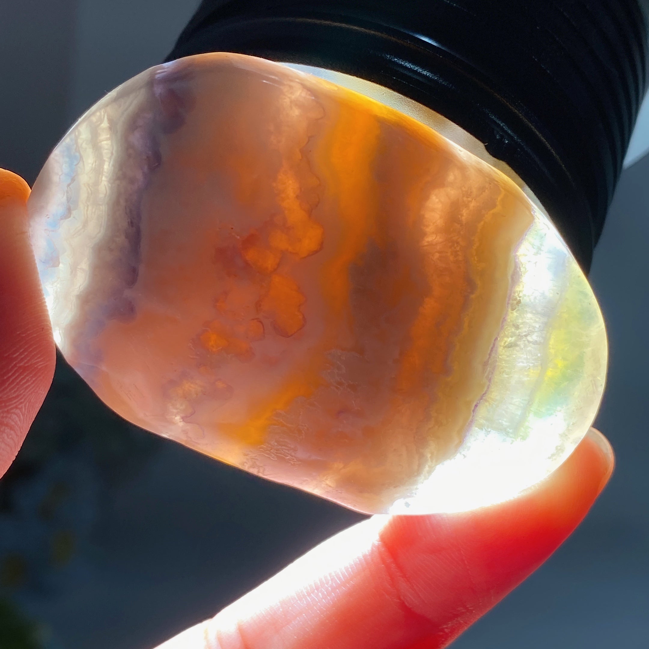 Blue Fluorite Agate Heart Palm Stone 2.1-2.6 inch Healing