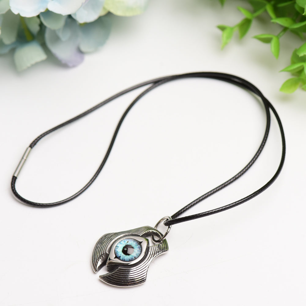 Blue Glass Evil Eye Pendant Necklace for Protection