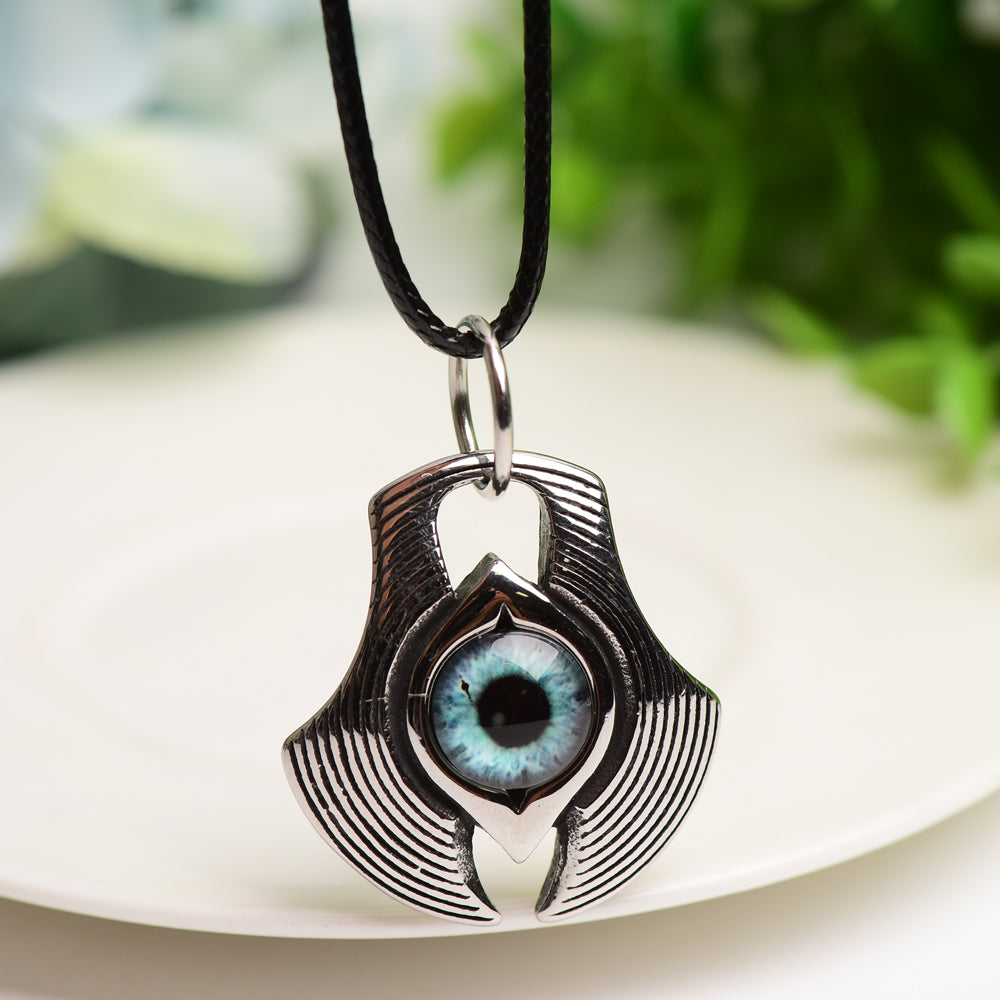 Blue Glass Evil Eye Pendant Necklace for Protection