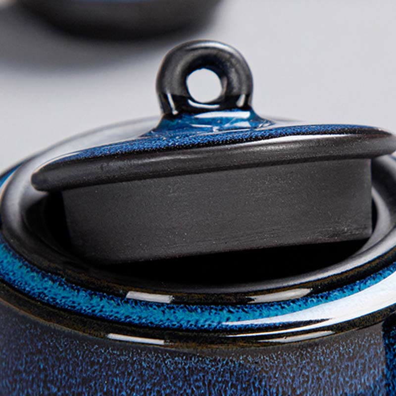 Blue Gradient Ceramic Gongfu Teapot Set for Zen Decor