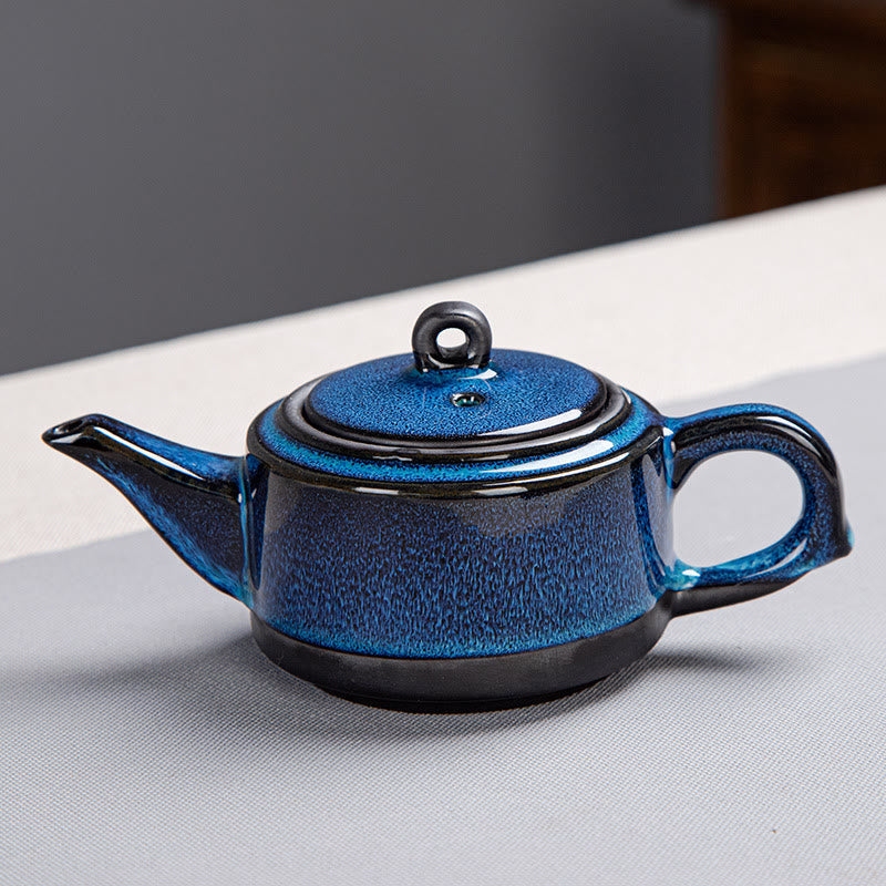 Blue Gradient Ceramic Gongfu Teapot Set for Zen Decor