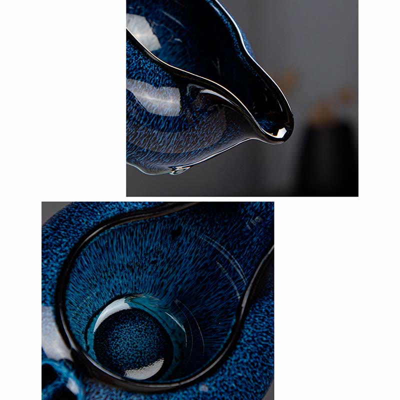 Blue Gradient Ceramic Gongfu Teapot Set for Zen Decor