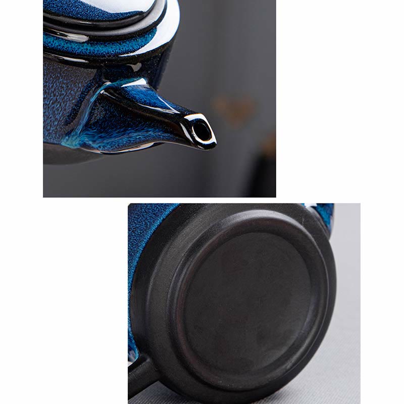 Blue Gradient Ceramic Gongfu Teapot Set for Zen Decor