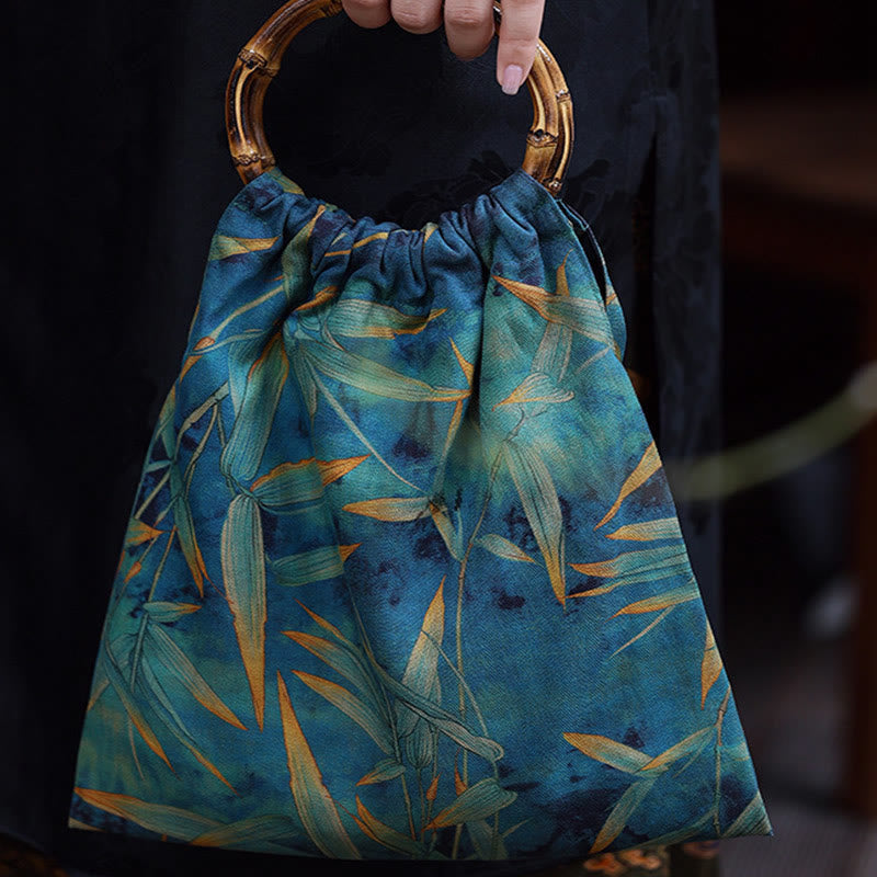 Blue Green Bamboo Leaves Spiritual Accessories Bag