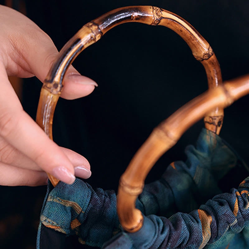 Blue Green Bamboo Leaves Spiritual Accessories Bag