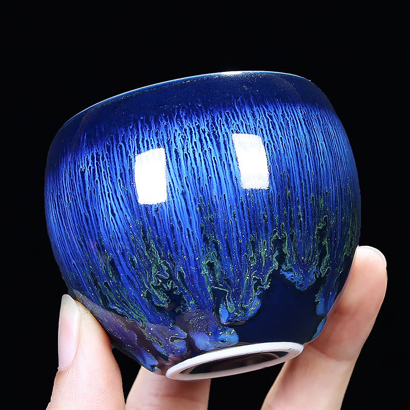 Blue Jianzhan Ceramic Teacup 160ml Zen Decor