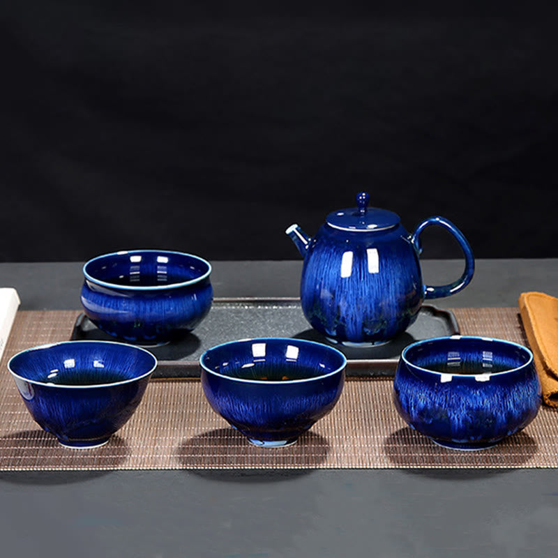 Blue Jianzhan Ceramic Teacup 160ml Zen Decor