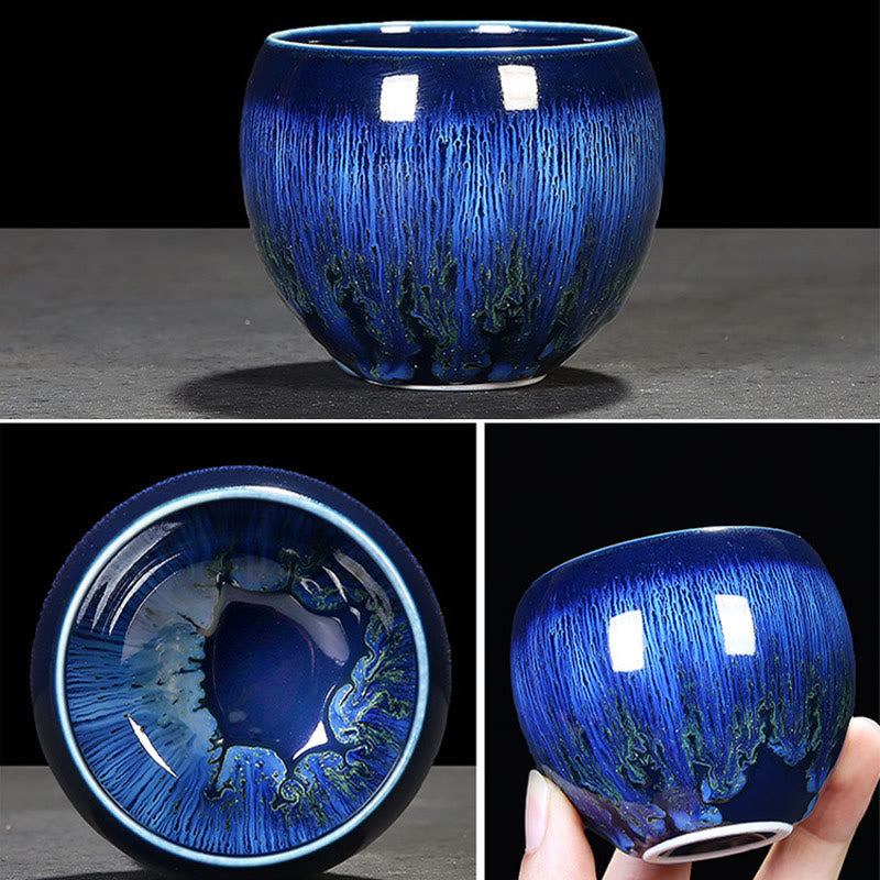 Blue Jianzhan Ceramic Teacup 160ml Zen Decor