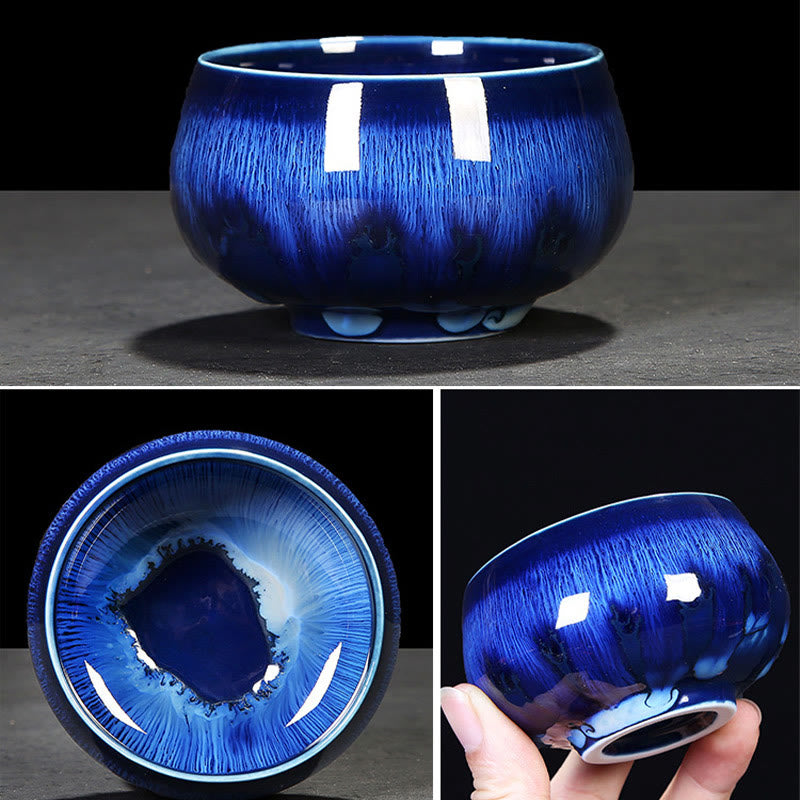 Blue Jianzhan Ceramic Teacup 160ml Zen Decor