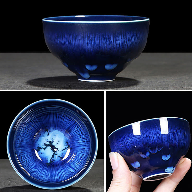 Blue Jianzhan Ceramic Teacup 160ml Zen Decor